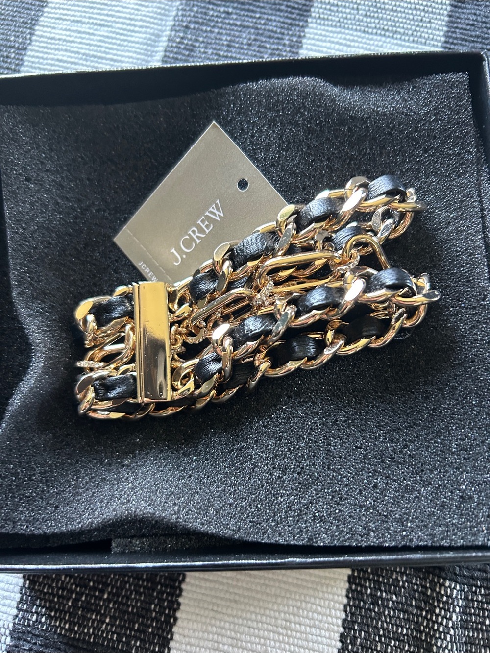 NWT J CREW Elegant Black and Gold Chain Bracelet